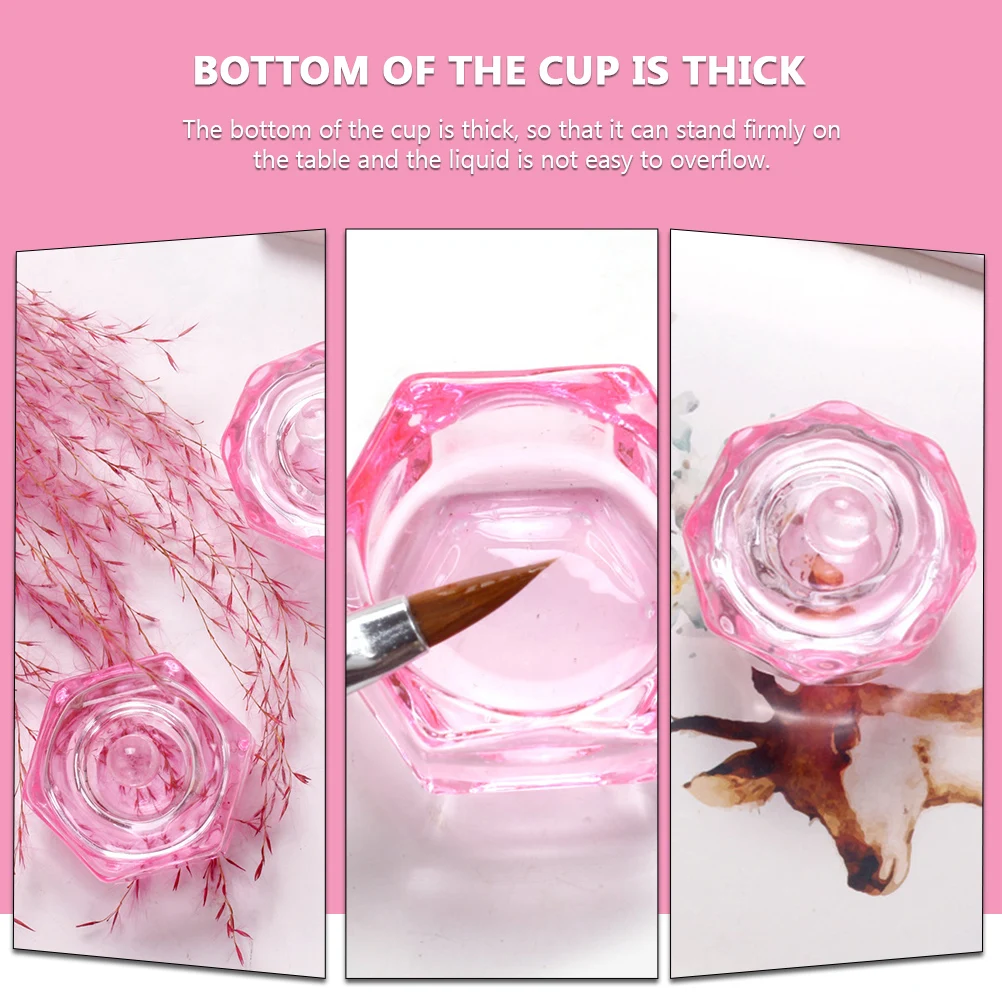 

2Pcs Manicure Mixing Cup Transparent Glass Nail Art Crystal Dish for Liquid Powder Blending Pen Washing Use Nail Art Cup