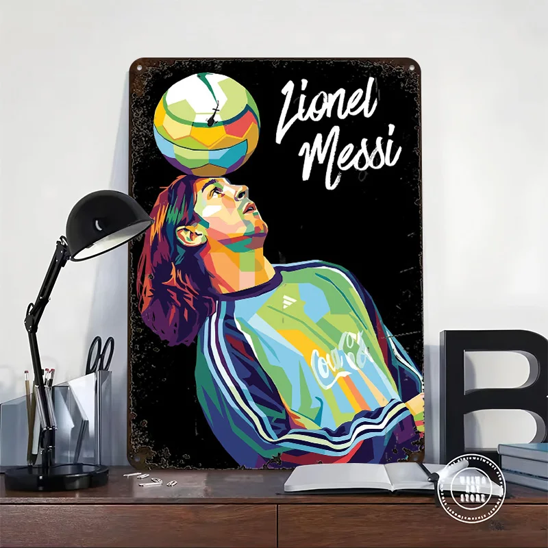 Lionel Messi Wpap Pop Art Poster Customized Vintage Metal Signs Wall Art Retro Tin Plaque for Bedroom Decoration Gaming House