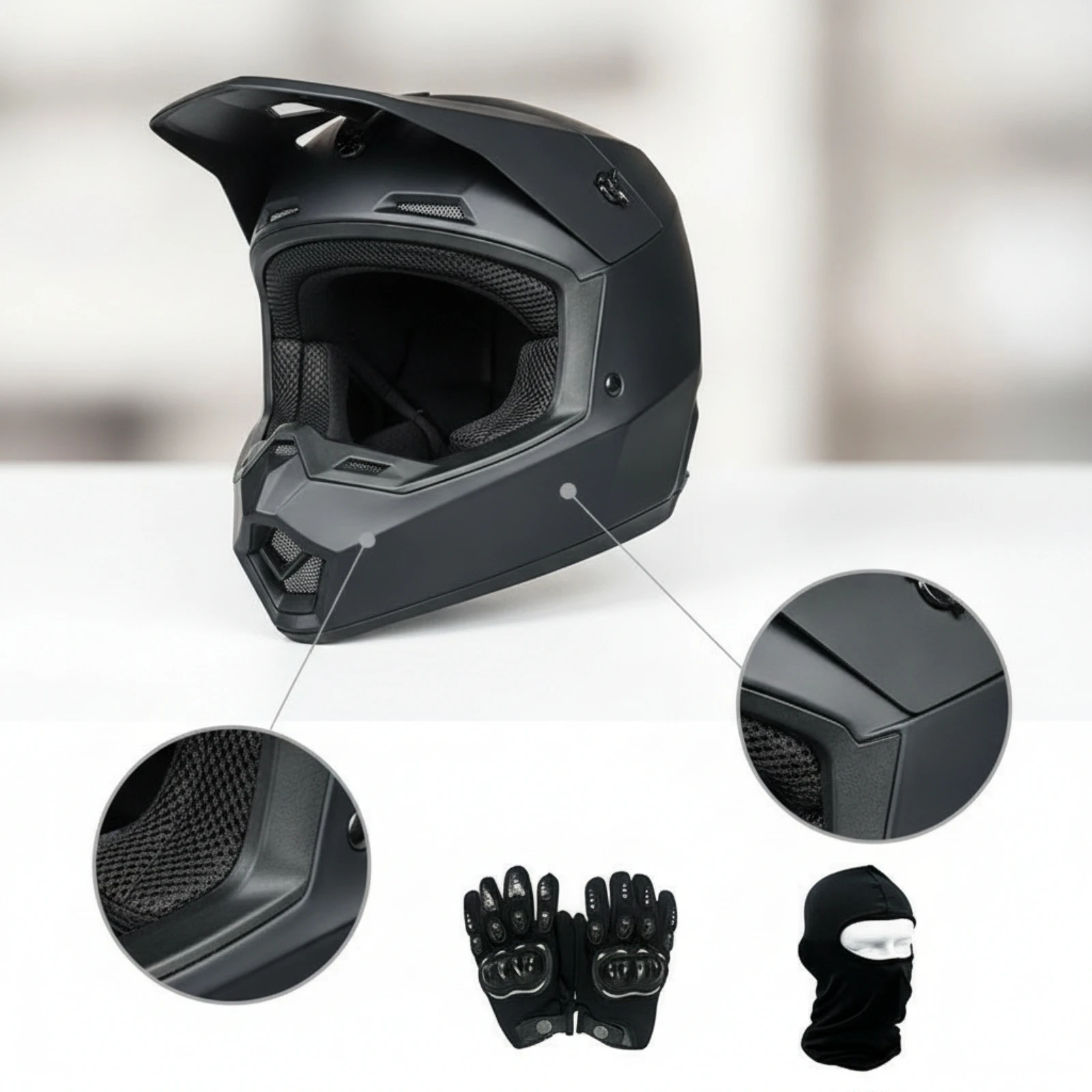 Dirt Bike Helmet with Goggles DOT Certified Full-Face Helmet with Visor Multi-Ventilation Quick Release for Teens, Motocross
