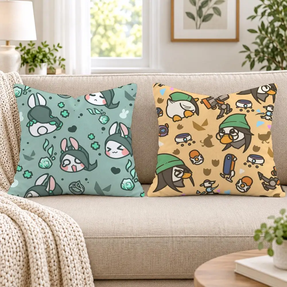 Hot Fps Games V-Valorant Cushion Cover Short Plush Double-Sided Printing Sofa Bedroom Living Room Throw Pillow Cover Home Decor