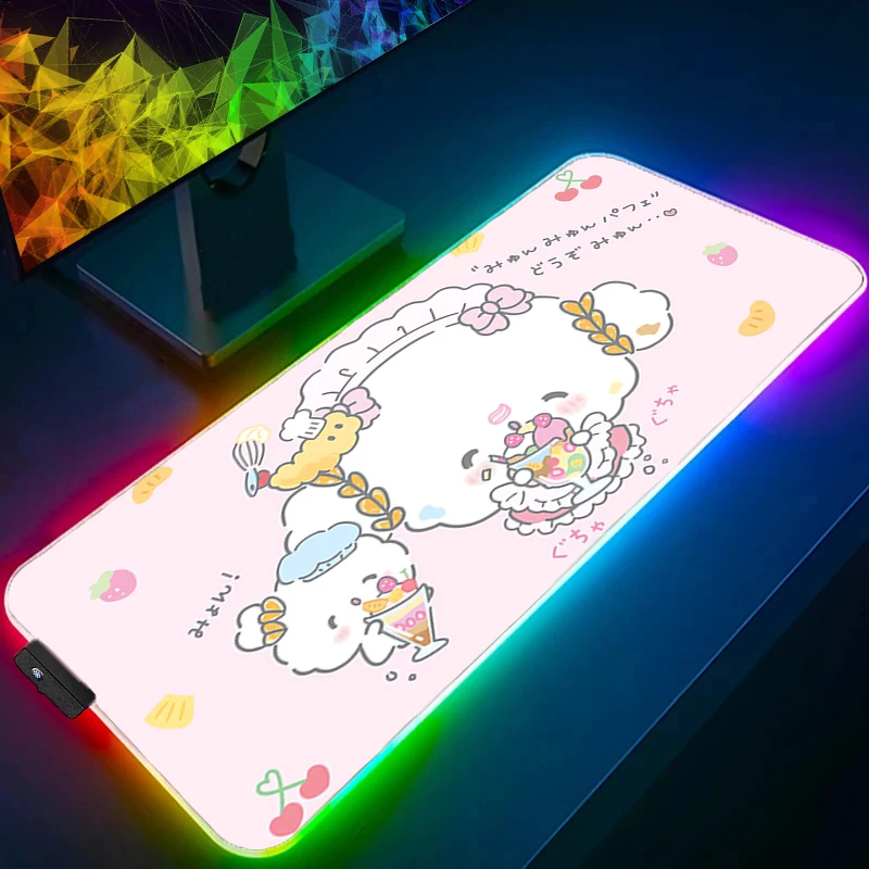 マウスパッド RGB Cogimyun バックライト ゲーミングアクセサリー エッジ ホワイト ロックエッジ カーペット ゲーマー PC コンピュータ キーボード デスクマット LED マウスパッド