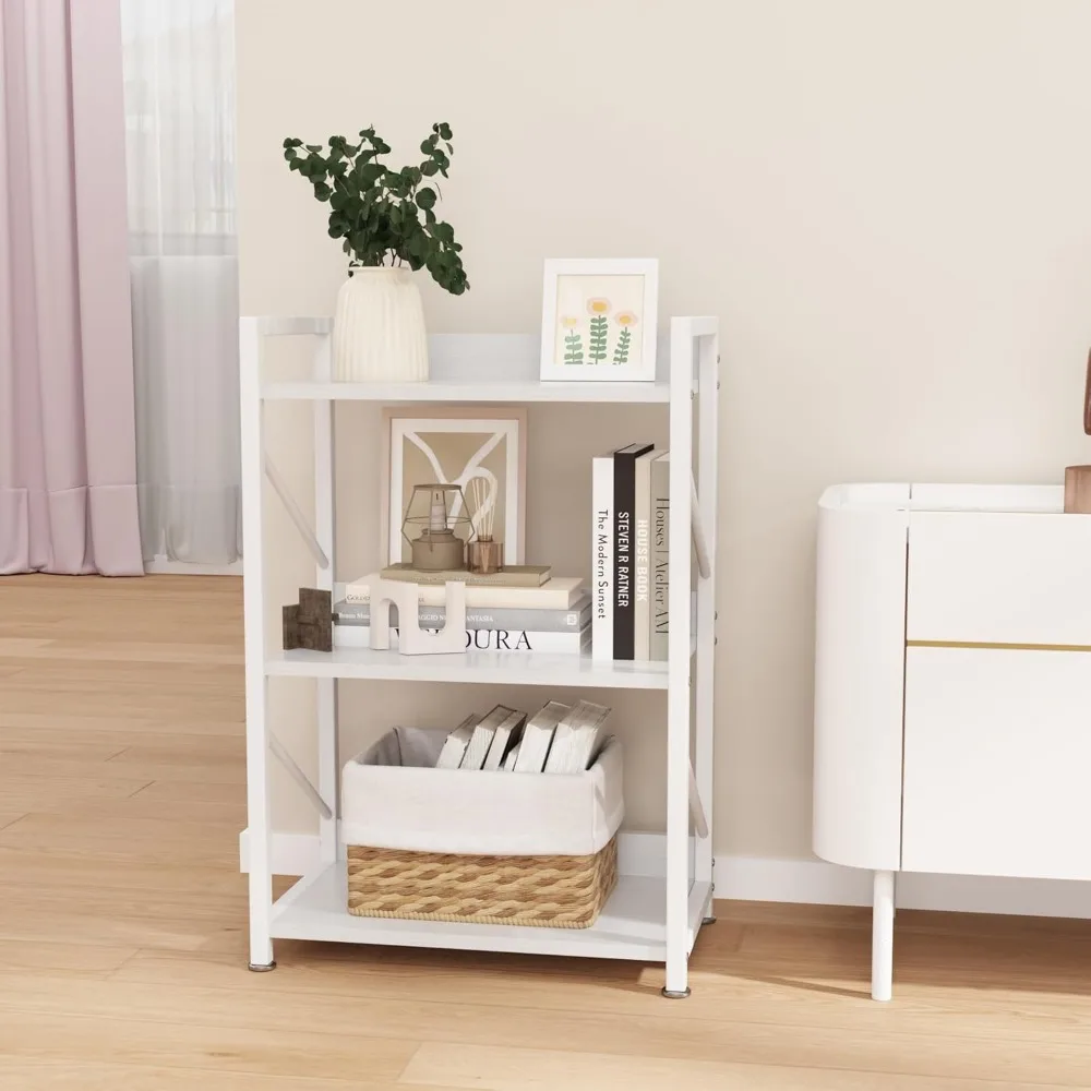 Small Bookshelf for Small Spaces,Modern 3 Tier Bookcase Night Stand, Narrow Book Shelf Organizer, Small Shelf Open Display Rack