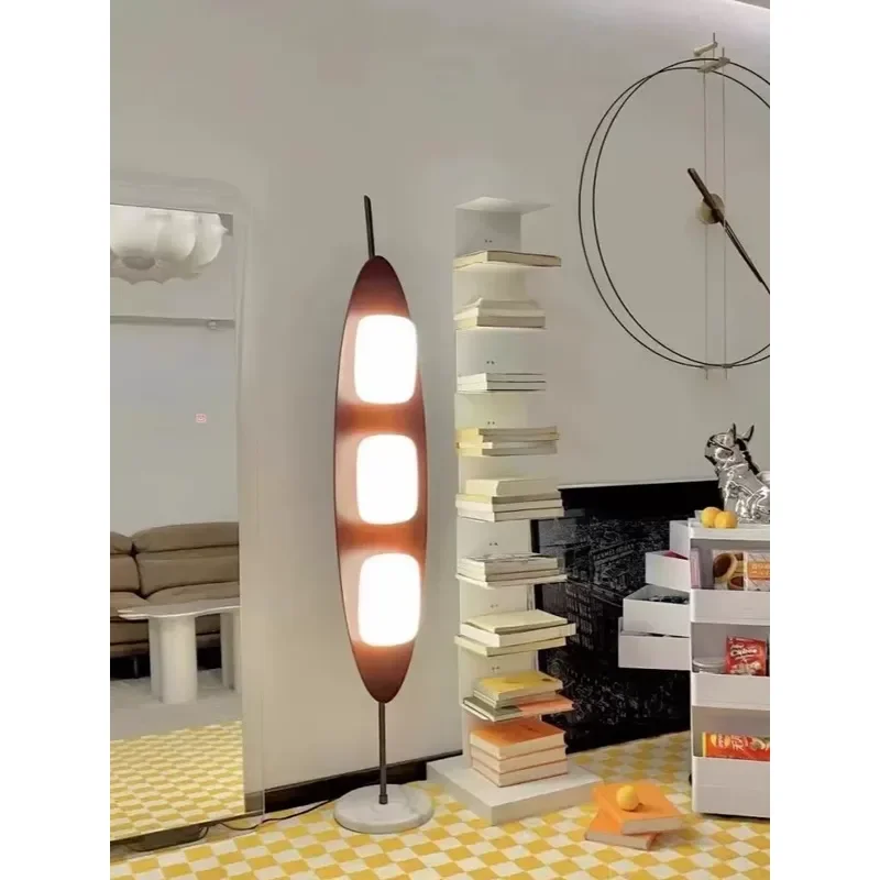 Retro Medieval Sailboat Floor Lamp Creative Pea Shape Fabric Shade Vertical Standing Light For Living Room Bedroom High Sense
