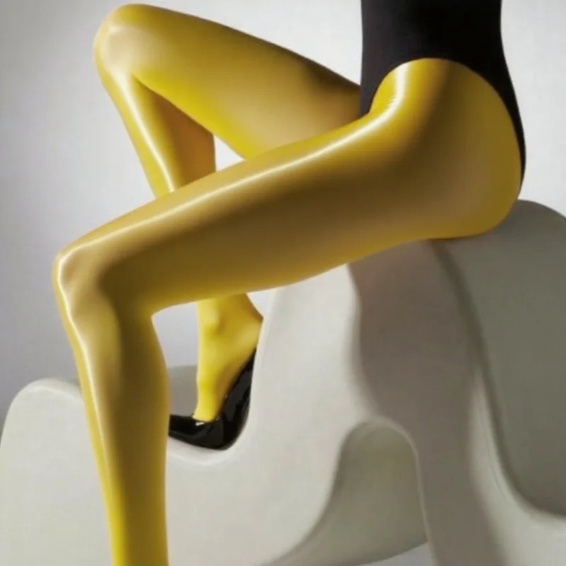 حجم كبير المرأة الأصفر النفط بقعة الجوارب عالية الخصر لامعة إنهاء جوارب طويلة طماق مرونة مثير شير الجوارب الطويلة الجوارب #1