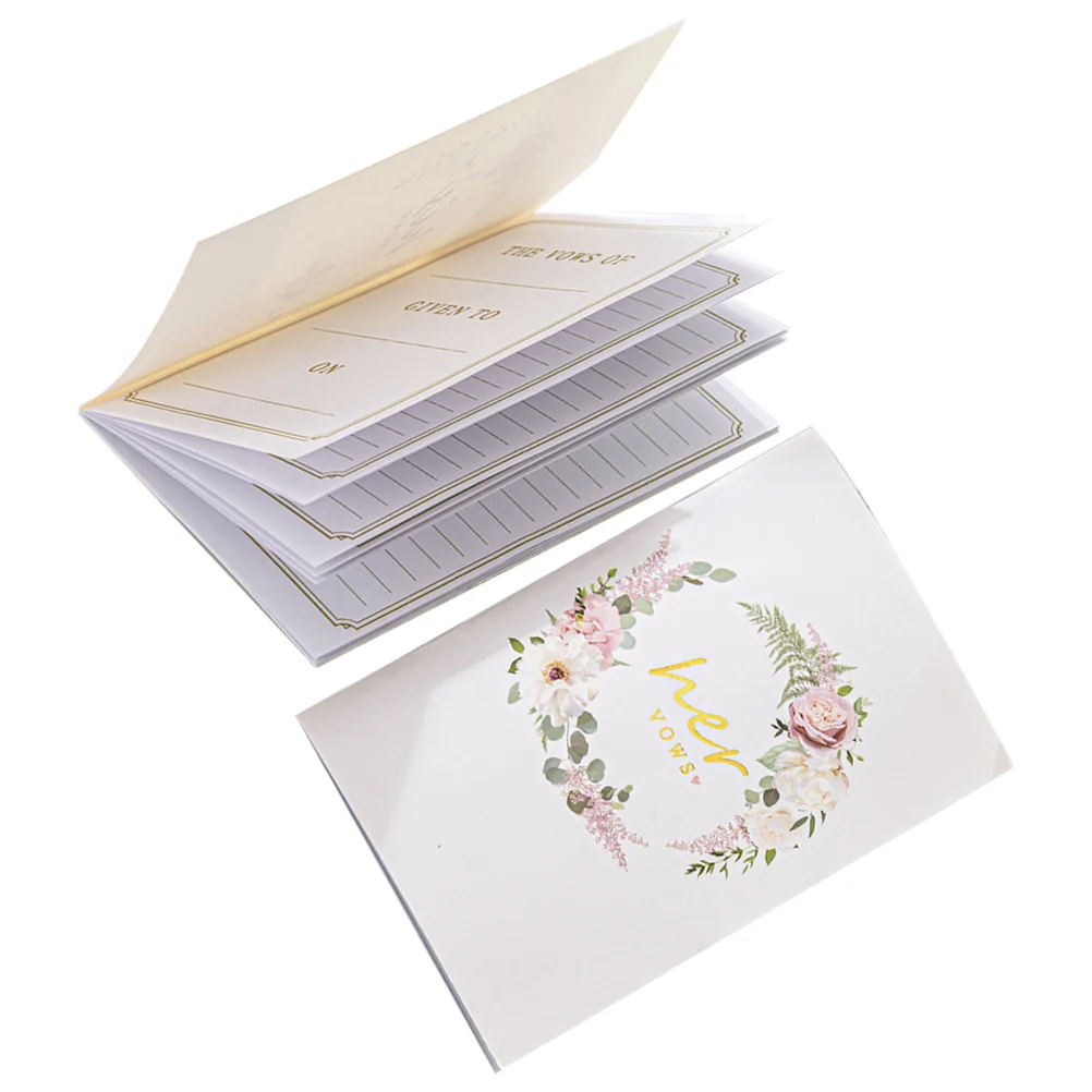 2 Pcs Wedding Vows Book Swearing Cards Books His and Hers Officiant Party Keepsake Supplies Bow Note