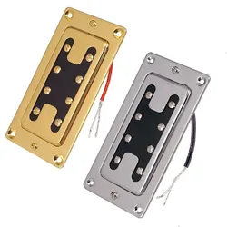 A Set of 2 Pcs Gold Sliver Type Brass Cover 4 String Bass Pickup Humbucker With Metal Pickup ring guitar accessories