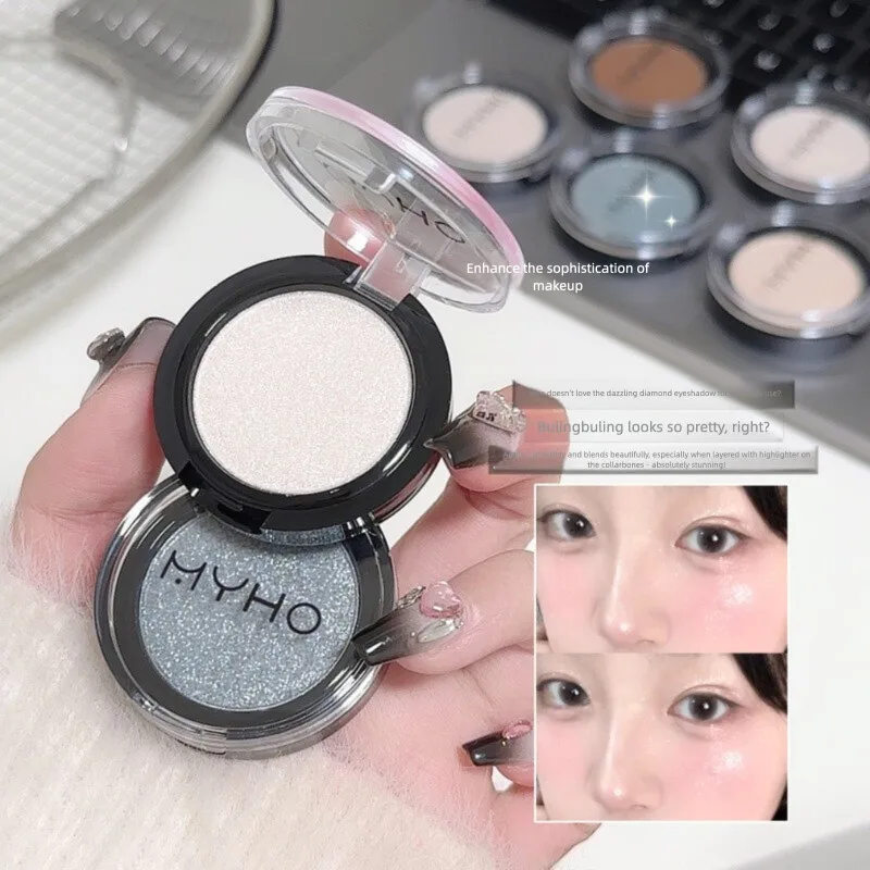 

MYHO Diamond Single Color Palette Dual-use For Cheeks And Eyes Fine Powder Long-lasting Brightening Pigmented Shimmer Eyeshadow