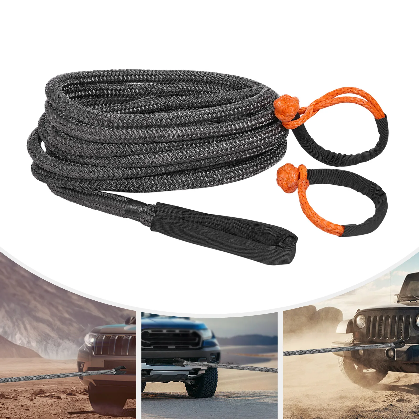 

Буксировочные тросы длиной 30 футов. Портативная эластичная веревка для восстановления на растяжение с мягкими скобами для автомобиля, аварийно-спасательных аппаратов, промышленности.