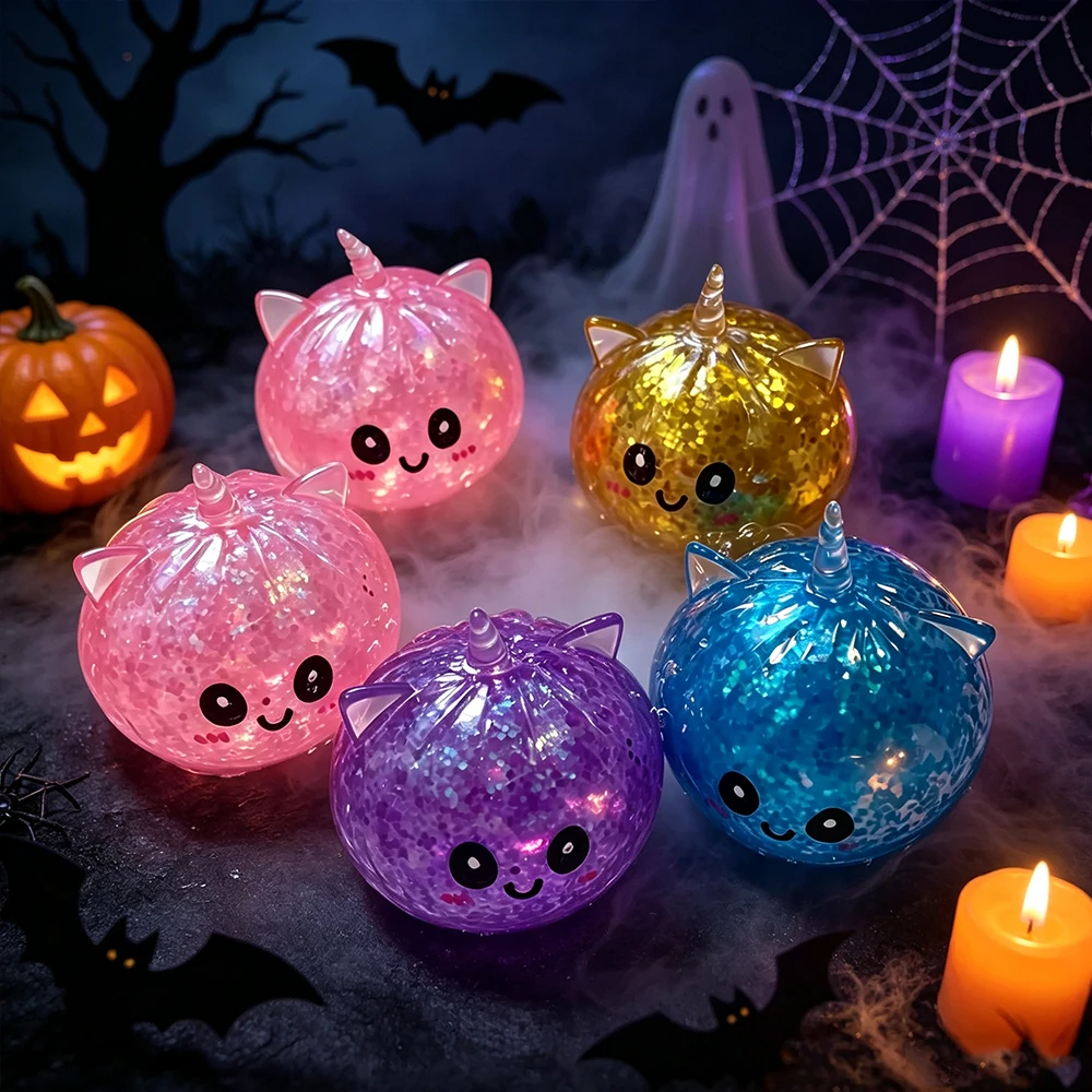 Pelota antiestrés de simulación de dumpling, blanda, elástica y rebotante, con caja, juguete sensorial antiestrés para fiesta de Halloween