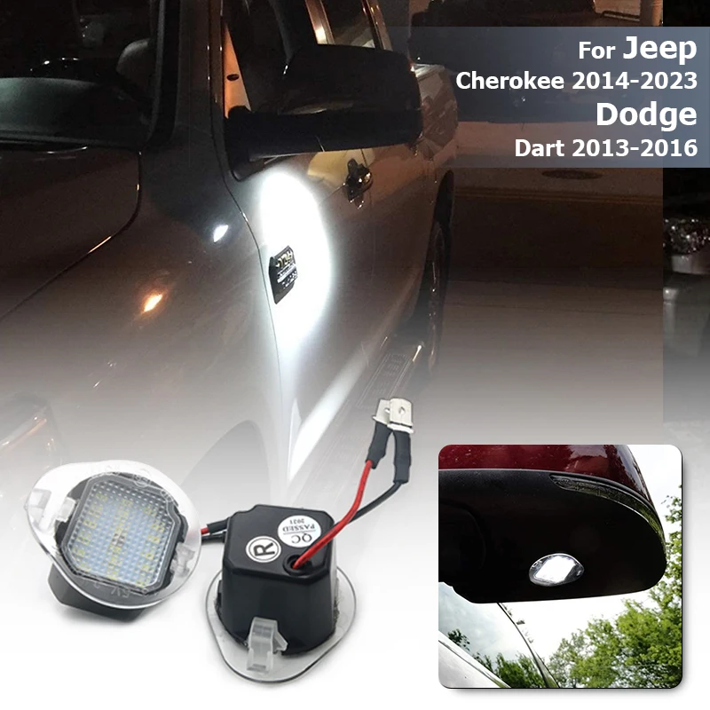 Error Free Led Under Side Mirror Puddle Lights For Jeep Grand Cherokee/Dodge Dart 2013-2023 Welcome Lamps CANBUS Car Accessories