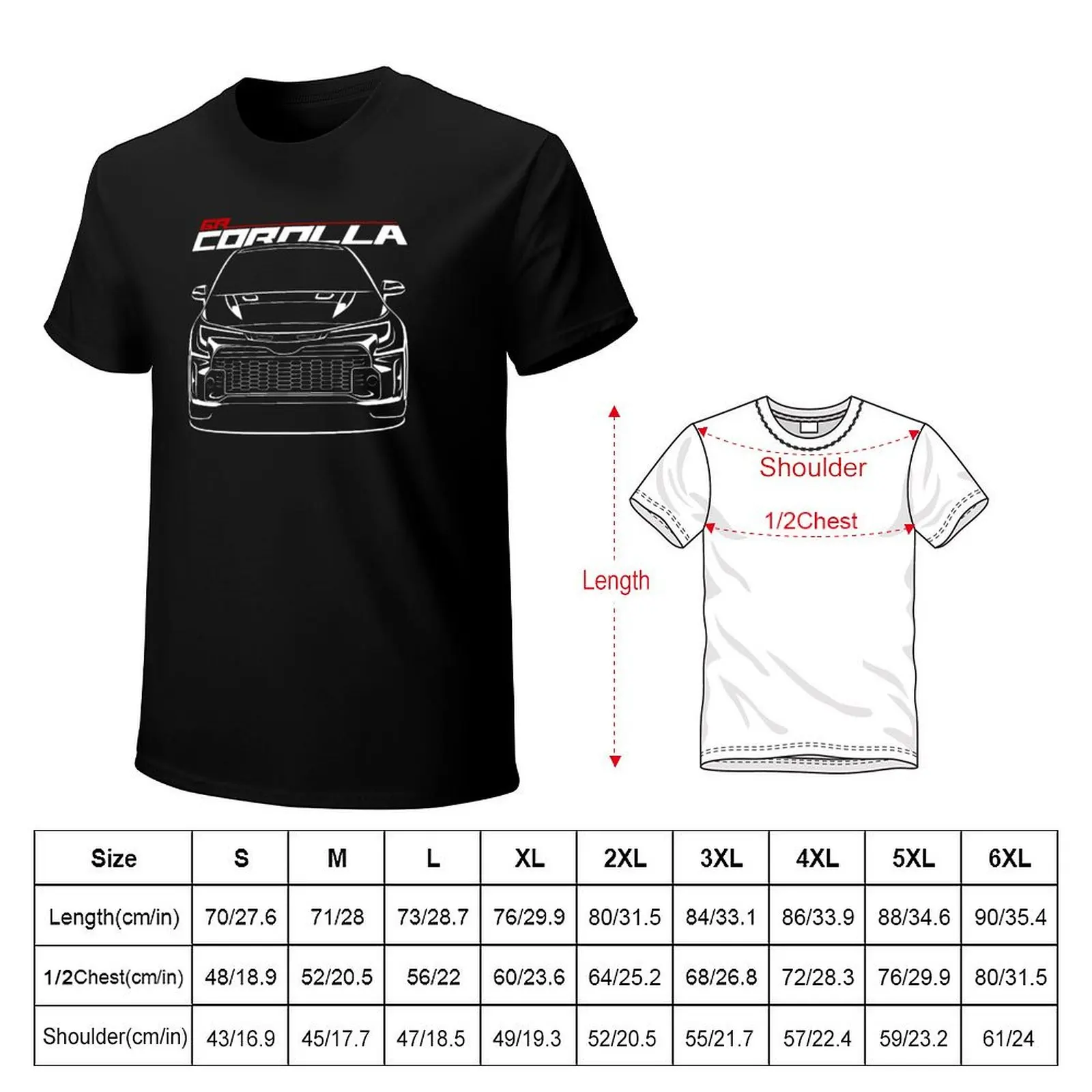 GR Corolla Silhouette T-Shirt Daily Casual Short Sleeve Tee Shirt