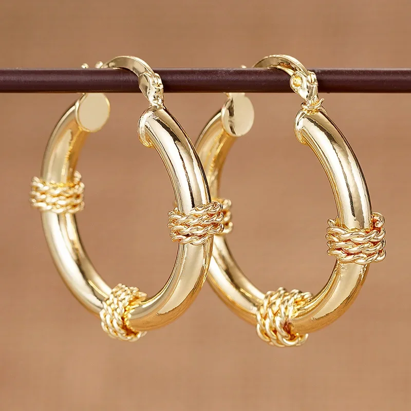 2026 New Golden Fried Dough Twists Design Geometric Advanced Luxury Ornaments Small Circle Personalized Fashion Earrings