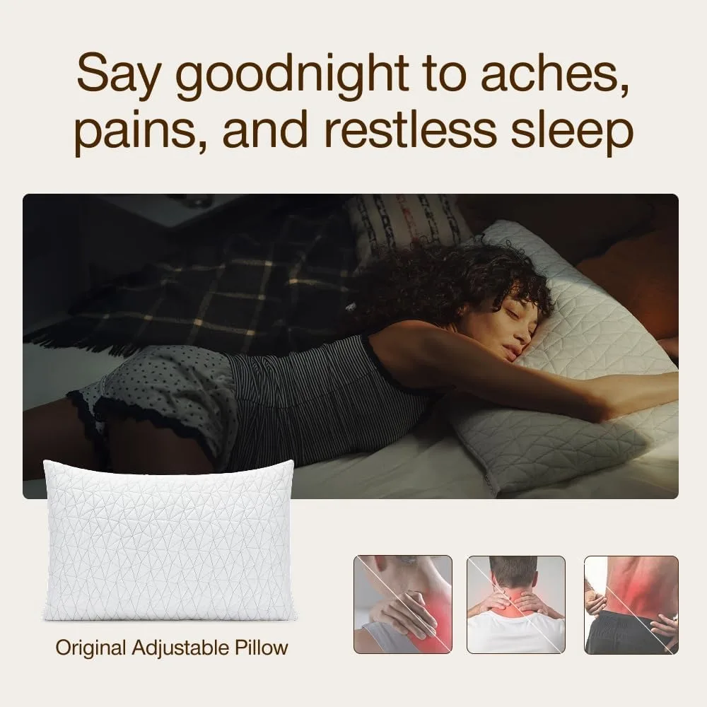 وسادة أصلية قابلة للتعديل للسلع المنزلية، وسائد سرير بحجم كوين للنوم، وسائد من إسفنج الذاكرة ذات القطع المتقاطعة - متوسطة الحجم #4