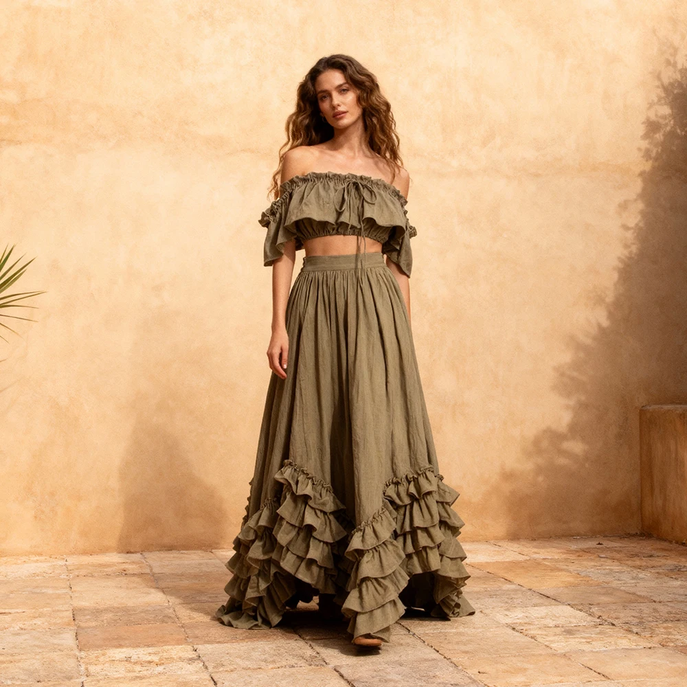 

Комплект из 2 предметов, платье для фотосъемки, удобное платье в стиле бохо для фотосессии для беременных YW251018