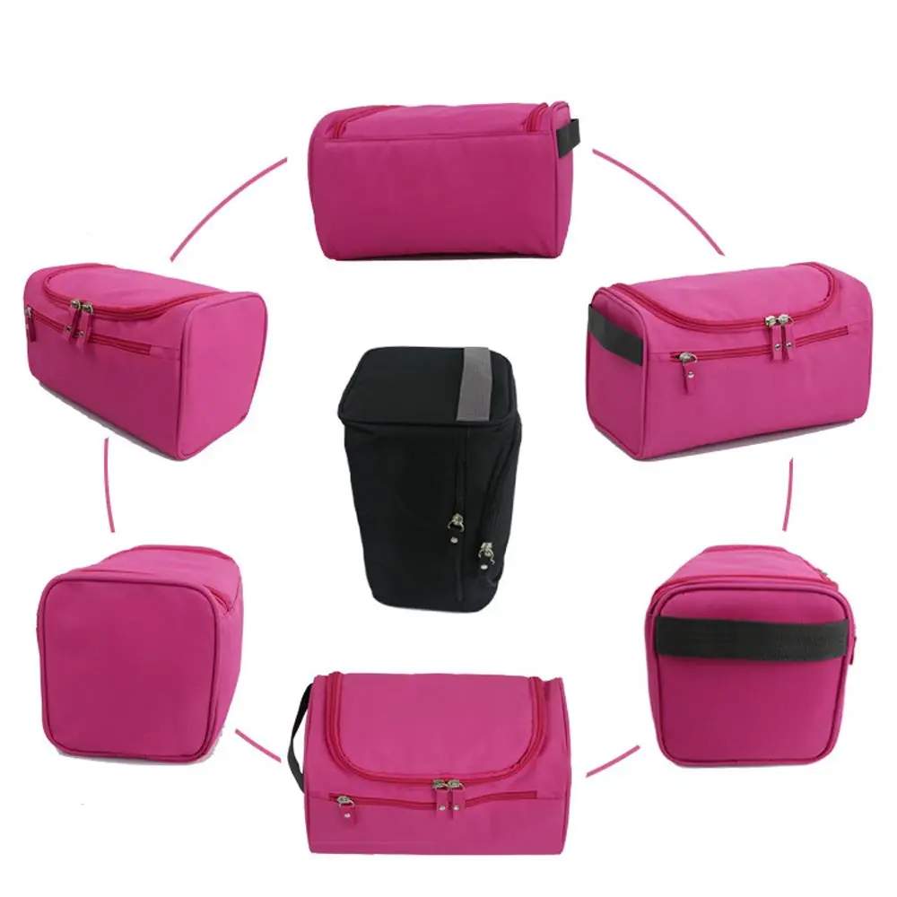 Grande Trousse de Toilette Rétro en Nylon avec Fermeture Éclair, Accessoire de Voyage Simple, Étanche, Cosmétique, Trousse de Maquillage, Rangement