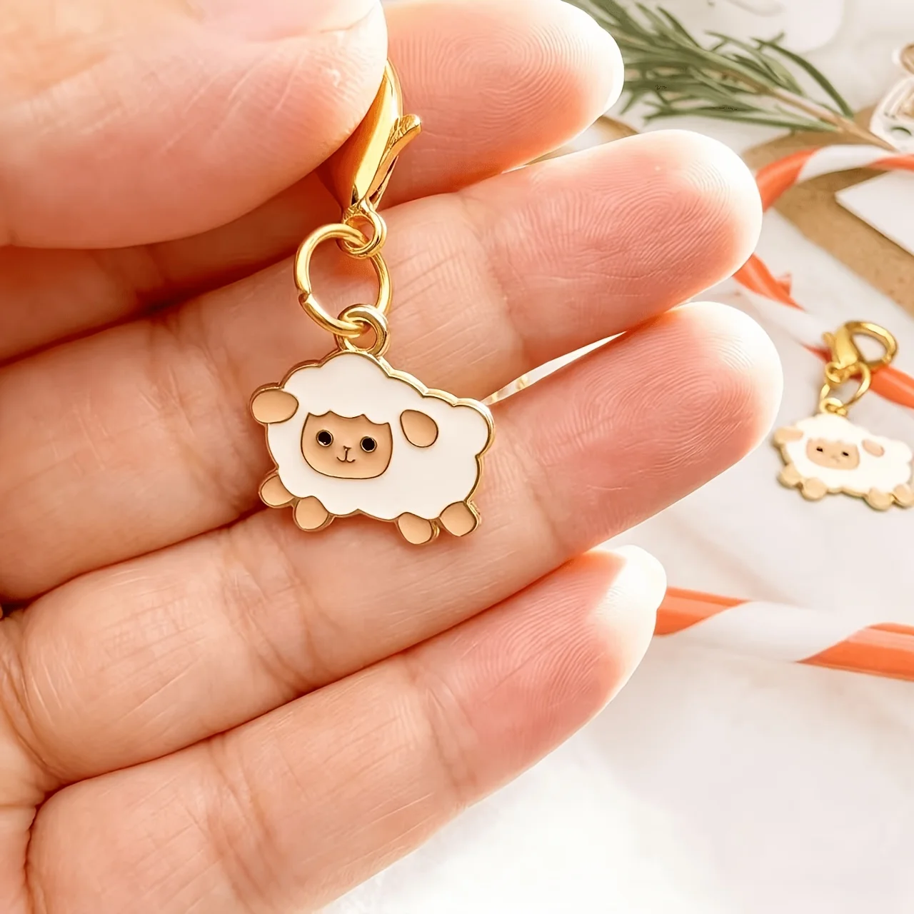 15pcs Healing Style Little Lamb Keychains, Soft Cute Cartoon Animal Bag Charms. Suitable For: Cute Style And, Best Friends