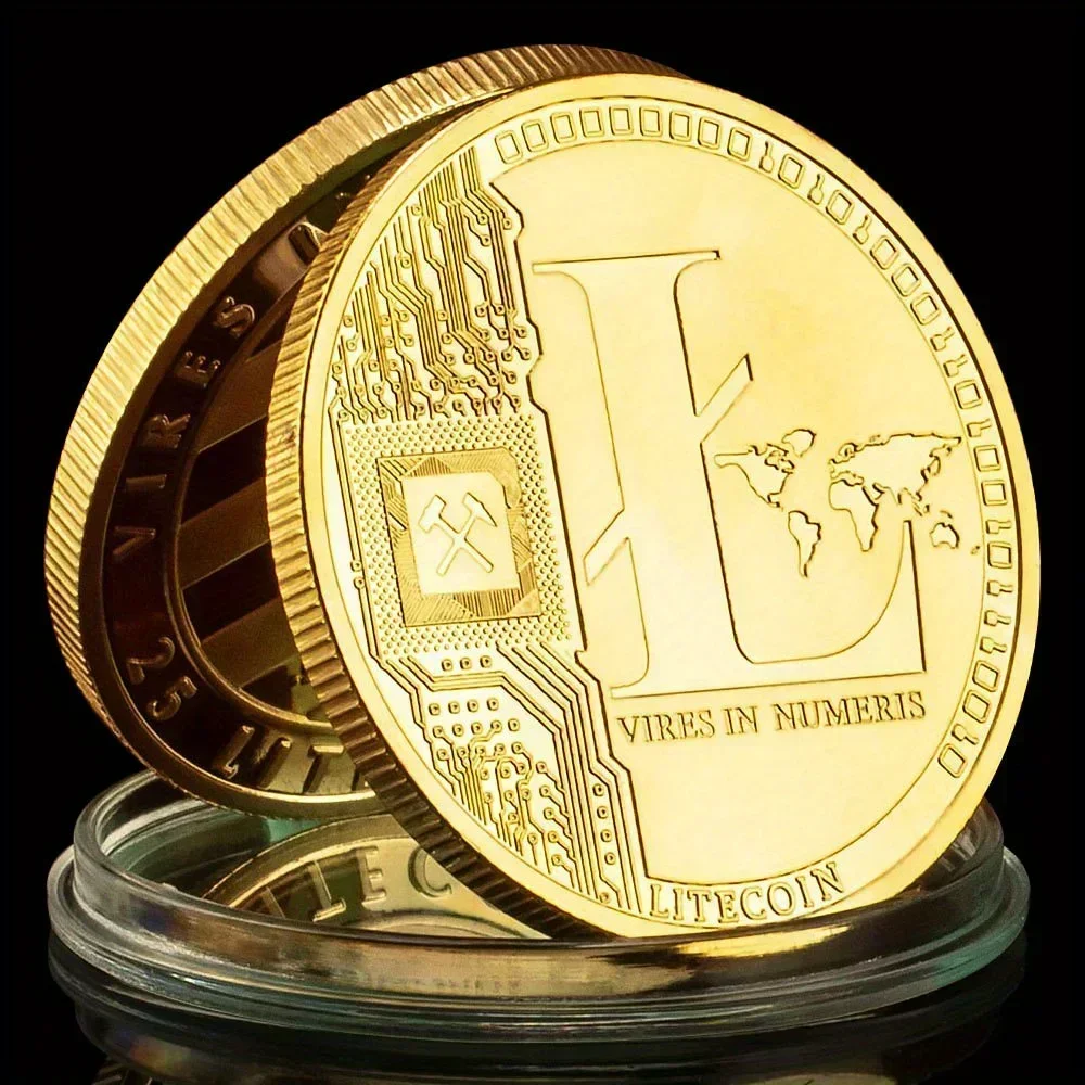 Ricordo Litecoin Moneta commemorativa placcata in oro Regalo da collezione Collezione fisica Litecoin Moneta d'oro placcata in oro