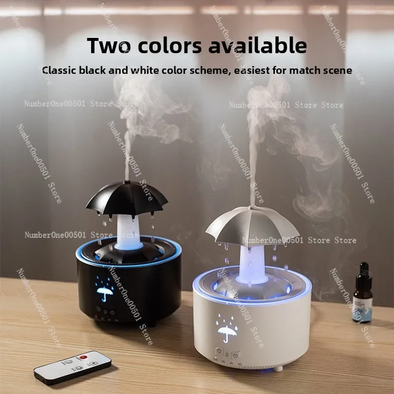 Raindrop Aroma Diffuser Home Quiet Large Mist Colorful Light Remote Control Air Humidifier for Bedroom Desktop