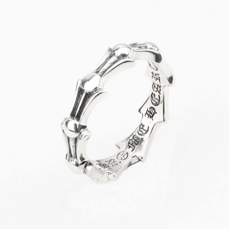 S925 sterling silver water ripple cross flower tail ring retro thai silver japanese and korean student ring