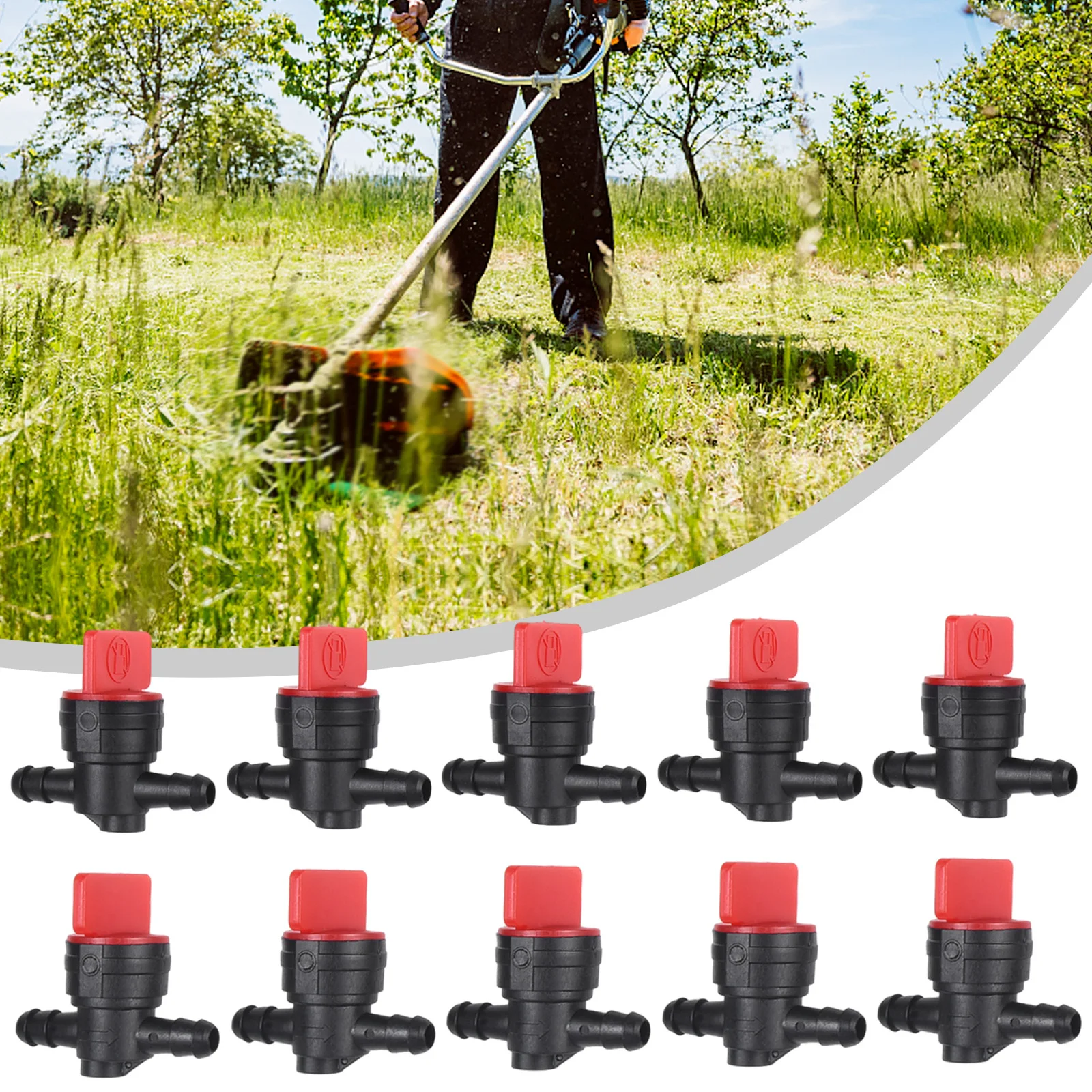 10 Pack 1/4 Inch Straight In-Line Fuel Cut-Off Valves for Small Engine Fuel Line Control in Residential and Commercial Equipment