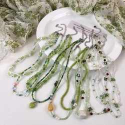 Summer Green Necklace Handmade Beaded Clavicle Chain Choker Light Luxury Design Necklace 2022 Accessories