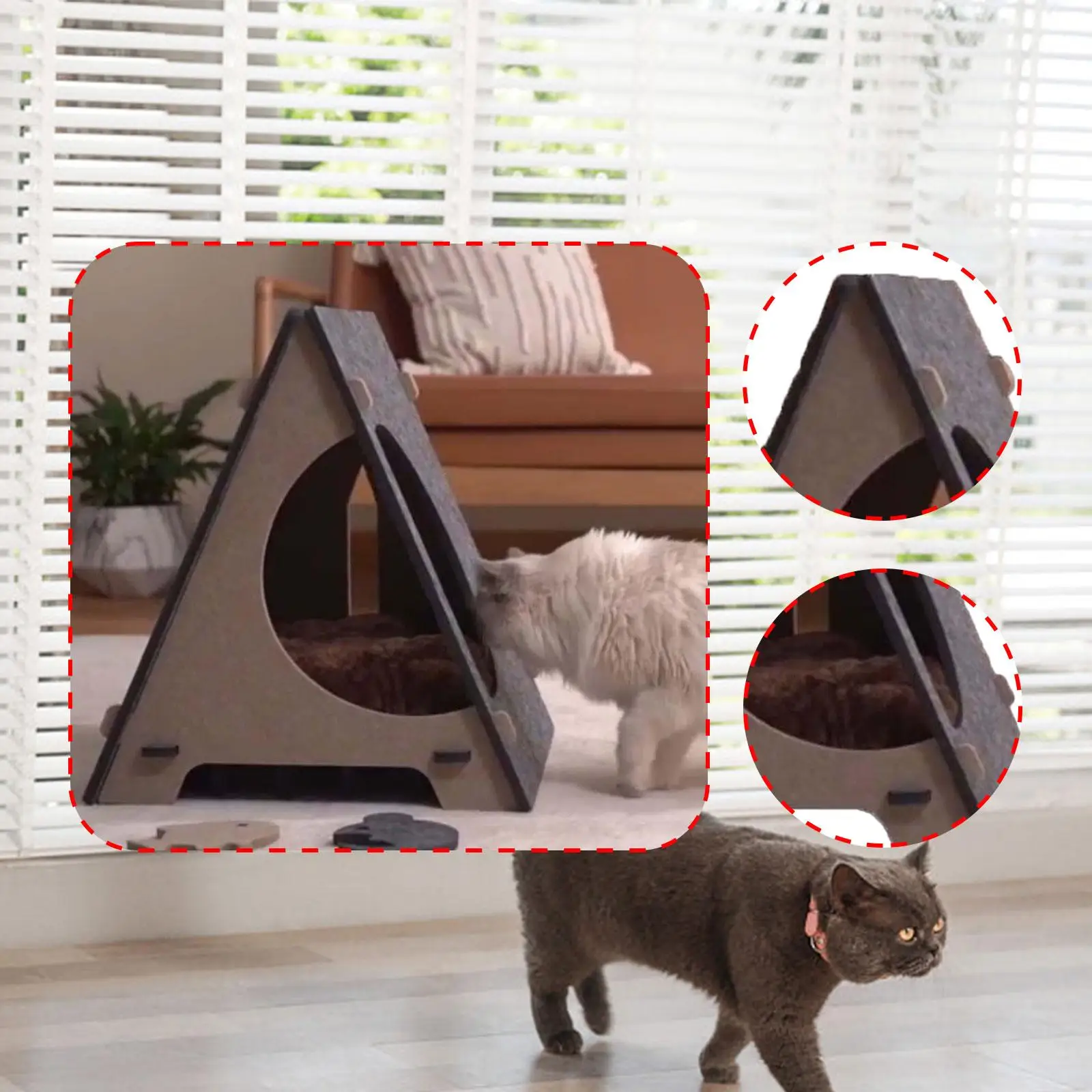 Cat House Scratch Resistant Practical Protect Carpets and Sofas Scratching Pad Pet Tunnel Bed Felt Kitten Cave for Multiple Cats