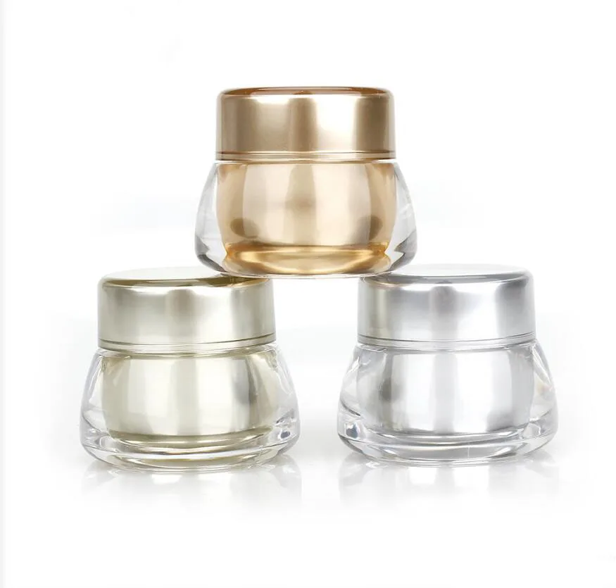 

10g gold silver pearl white acrylic jar sample test eye essence cream gel moisturizer art nail skin care cosmetic packing