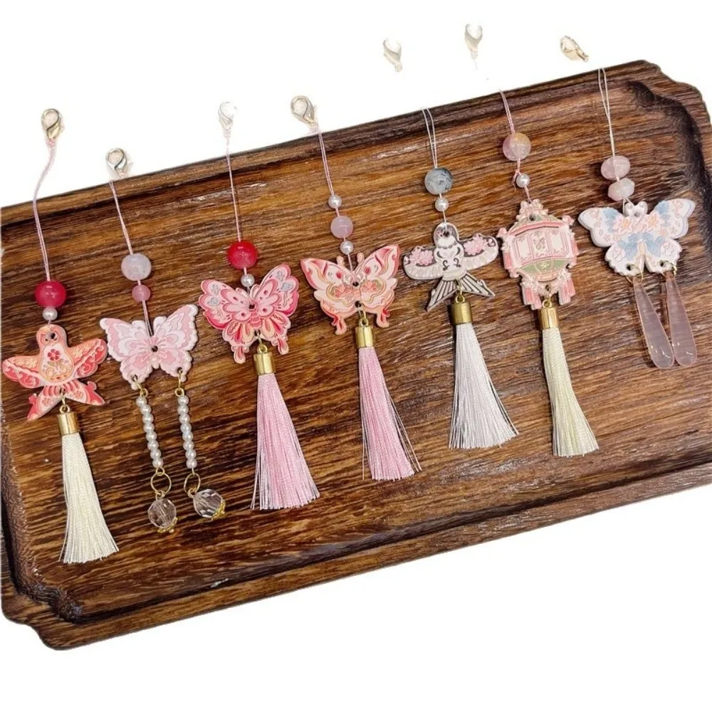 New Polyester Tassel Butterfly Keychain Beaded Cord Lightweight Butterfly Car Pendant Rearview Mirror Pendant Car Interior