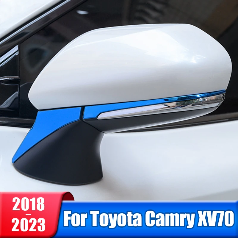 Car Rearview Mirrors Cover Trim Strip Sticker For Toyota Camry 70 XV70 2018 2019 2020 2021 2022 2023 Hybrid Exterior Accessories