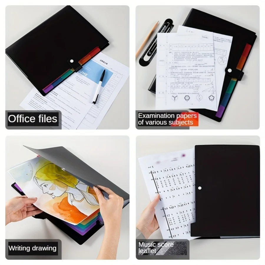 Bolsa de archivo de acordeón de 1 pieza, organizador de carpetas A4 con inserto de color, ideal para organización escolar, hogar y oficina