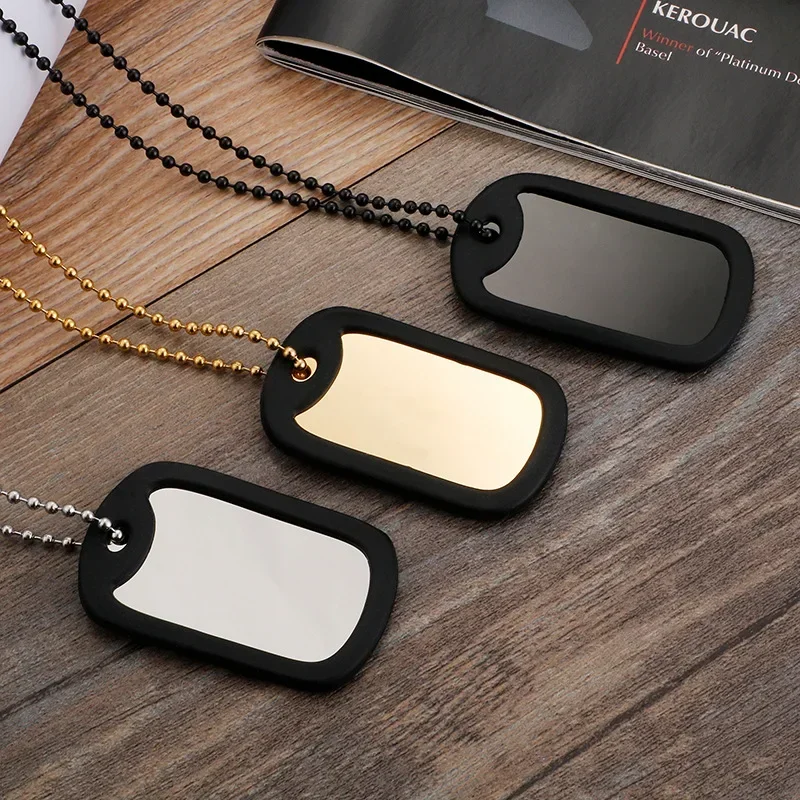 Stainless Steel Dog Tag Pendants Military Set Men\'s Personalized Necklaces Tags Style Ball Chain Silencer Jewelry Necklace