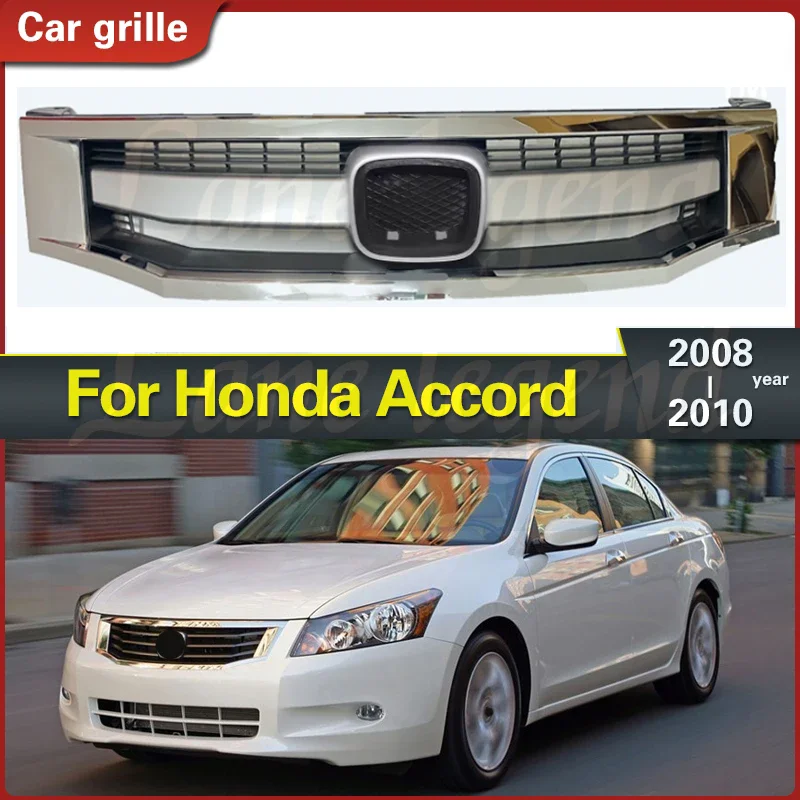 For Honda Accord 2008 2009 2010 Car Front Bumper Racing Grills Chrome Grille Decorative Mesh Cover Car Styling Accessories