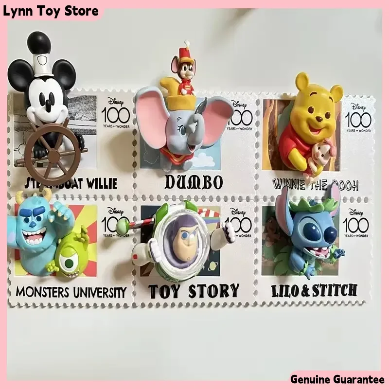 

Genuine Disney Anniversary Retro Stamp Series Blind Box Anime Cute Figures Mystery Box Fridge Magnet Handicraft Decor Toys Gift