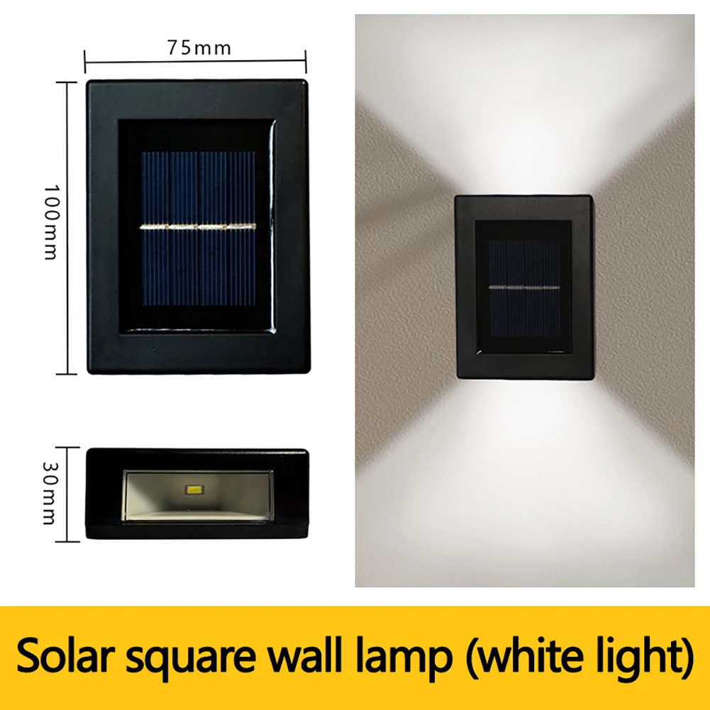 Lampu Dinding tenaga surya LED, lampu dinding tenaga surya LED tahan air atas dan bawah, lampu senja ke fajar, pencahayaan luar ruangan untuk dekorasi taman balkon halaman 2 buah