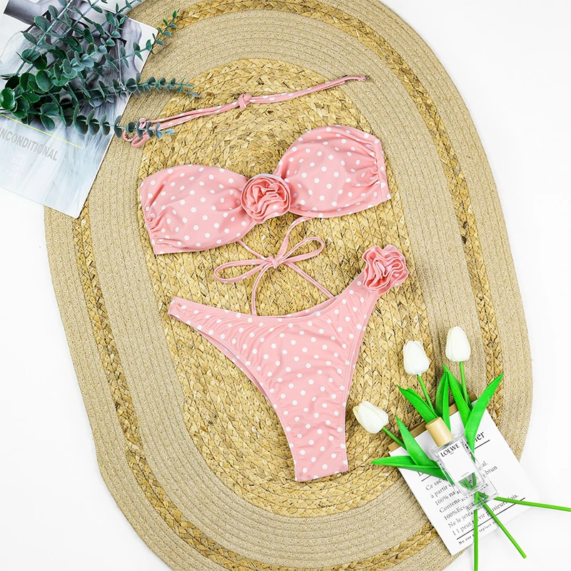 

Women's Sexy Push-Up Two-Piece Swimsuit Bathing Suit Dot Print Swimwear Beachwear Female Set with Push-Up Bikini Top And Bottom