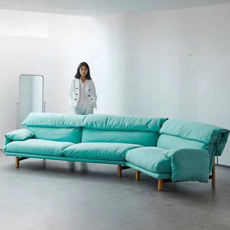 

Sofa villa large flat floor living room first layer cowhide down