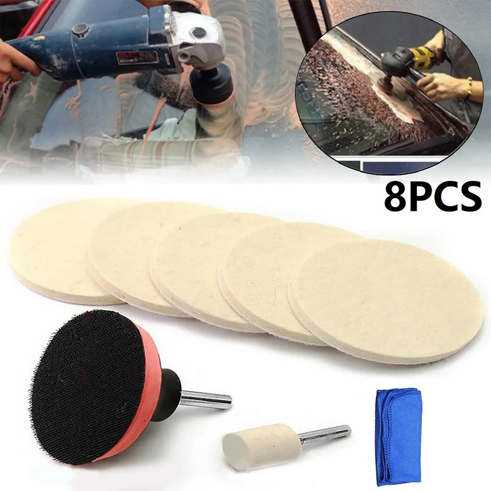 

8PC/SET Auto Car Cratch Remover Glass Polishing Kit Wool Felt Polishing Wheel Backing Pad With Drill Adapter Scratch Repair Tool