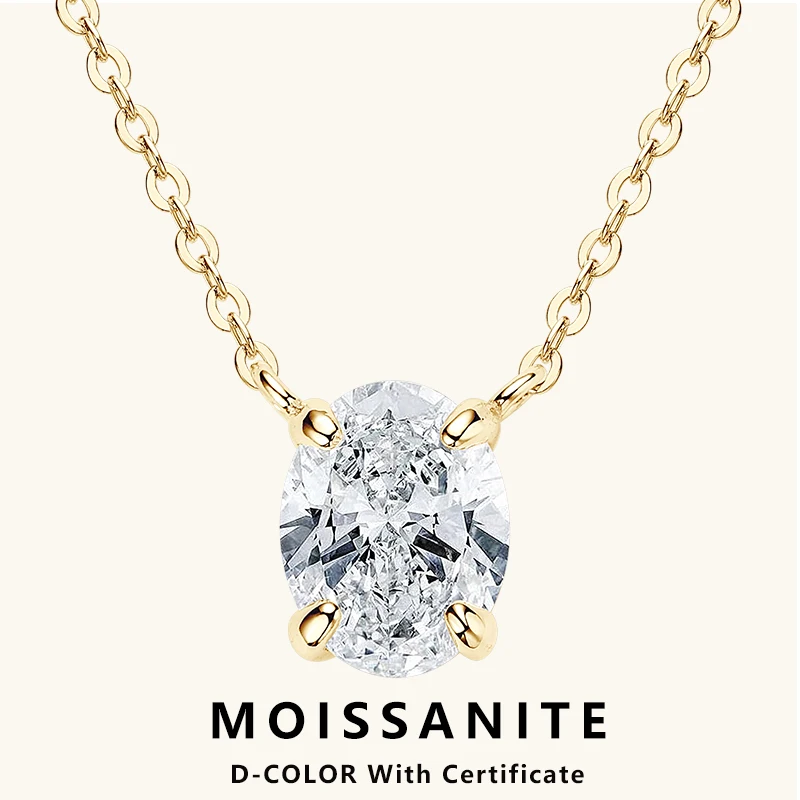 

Lnngy 2025 Trend Oval Cut Moissanite Necklace For Women 925 Sterling Silver Pendant Necklace Exquisite Anniversary Brithday Gift
