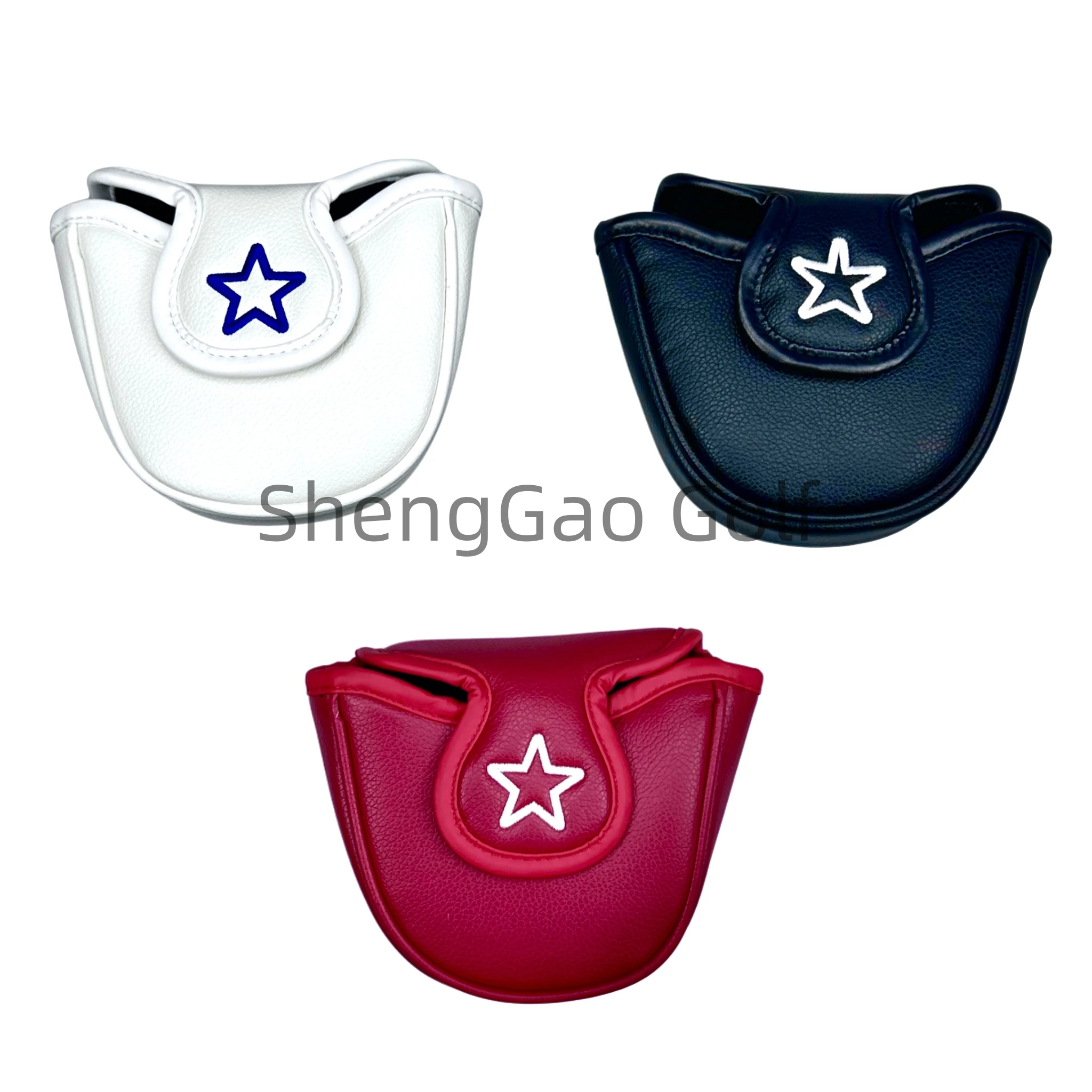 1pc Golf five-pointed Star Pattern Golf Putter Cover PU Leather Mallet Putter Cover Magnetic Closure Golf Head cover