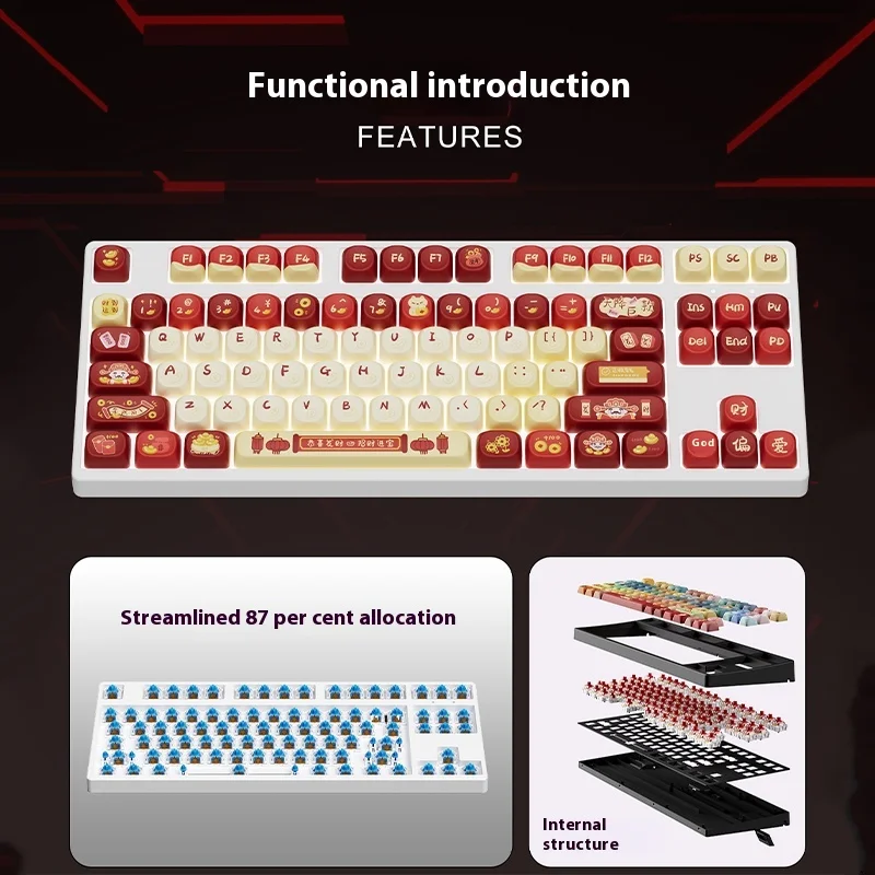 NOPPOO F87D Mechanical Keyboard 87 Keys Layout Customized Hot Swappable Support 3PIN 5PIN Switch Type-C White Backlit Keyboard