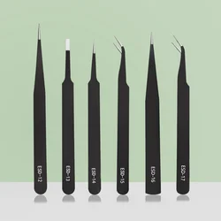 Lurayee High Precision Anti-Static Tweezers Straight Curved Eyebrow Nippers Nail Art Sticker Rhinestone Picking Tool