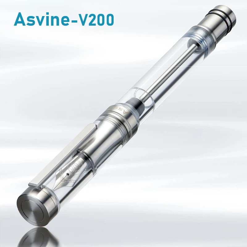 Asvine V200 Titanium Fountain Pen Luxury Elegant Acrylic Vacuum Filling Asvine/BOCK M/F Nib Office Writing Supplies Stationery