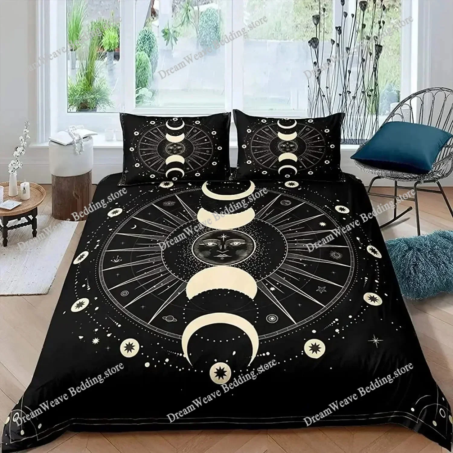 Mandala Duvet Cover Set Yellow Sun Moon Bohemian Exotic Twin Bedding Set Bedclothes for Teen Polyester 3D Print Quilt Cover51951