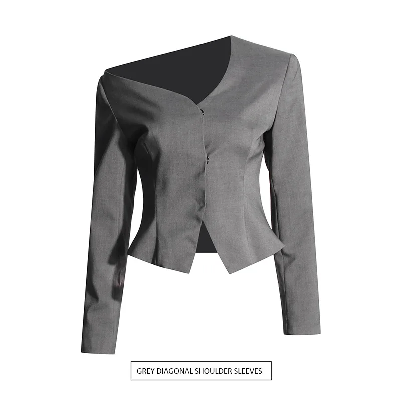 

Fashion commuter style irregular top 2025 summer new oblique collar design sense slim and thin blazer women