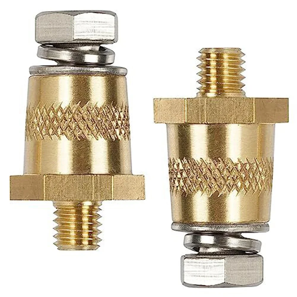 1 Pair M8 Battery Terminal Connector Brass Tone Post Adapter Battery Clamp Brass M8 Battery Pole Adapter For Cars Sedans Boats