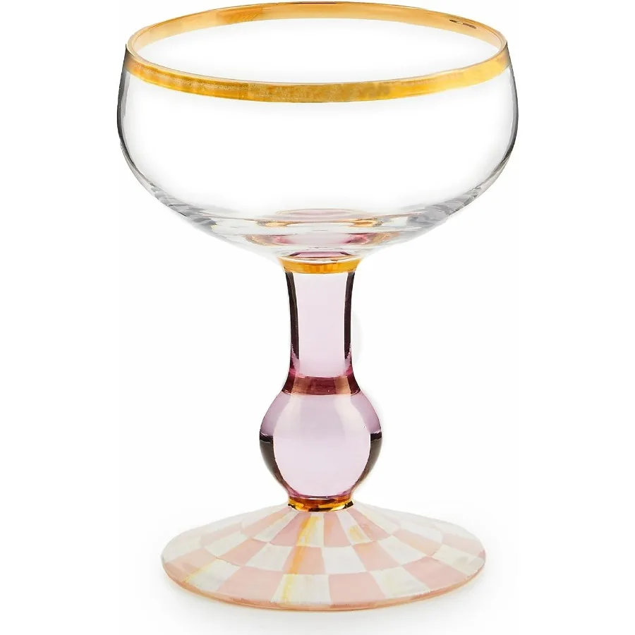 

Элегантный розовый и белый розовый бокал в клетку с декоративными ножками для коктейлей для особых случаев, 11 унций, идеально подходит для вечеринок, свадеб и