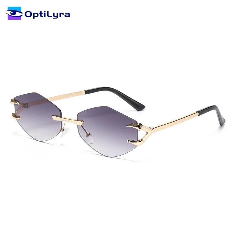 

OptiLyra Brand Women's Fashion Metal Glasses Frameless Polygon Sunglasses Personalized Trendy UV400 Sunglasses