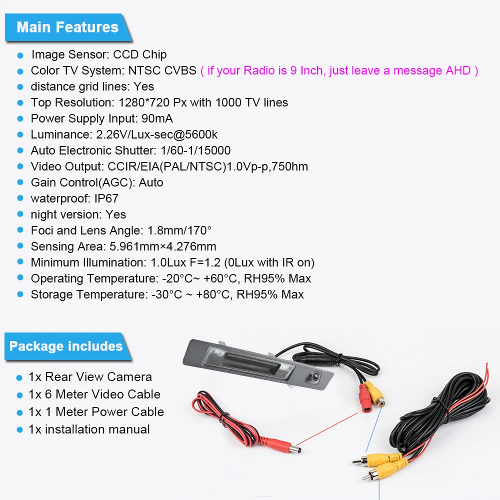 HD Car trunk handle Rear View Camera For Volvo XC90 V60 V40 S90 V90 Rear Trunk Tailgate Handle Switch