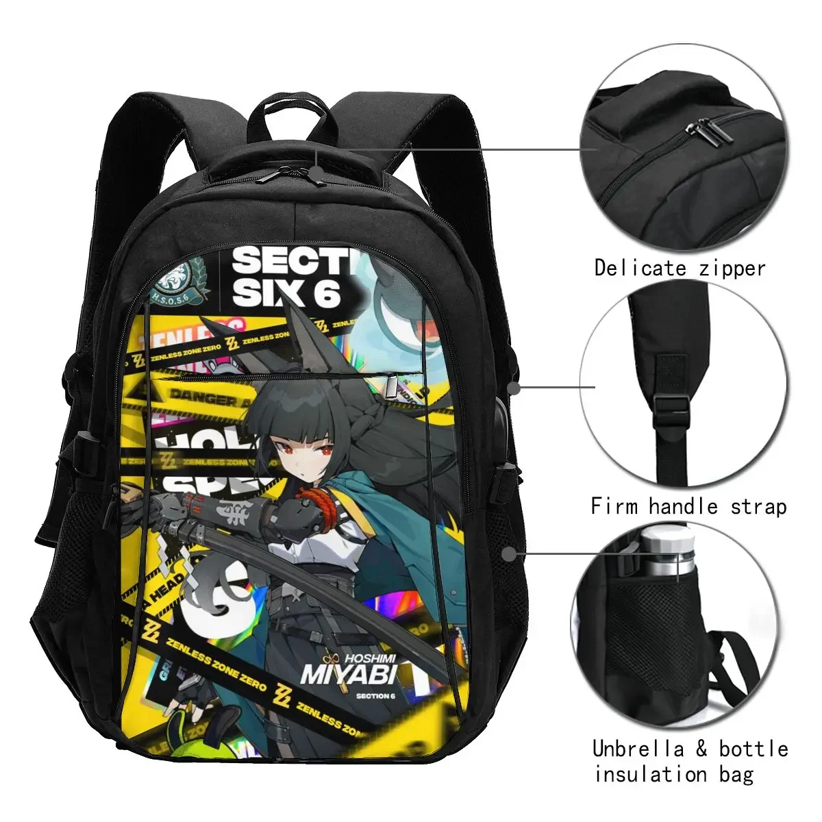 Anime Zenless Zone Zero Travel Laptop Backpack, Business Water Resistant Laptop Backpack with USB Charging Port, College Bag