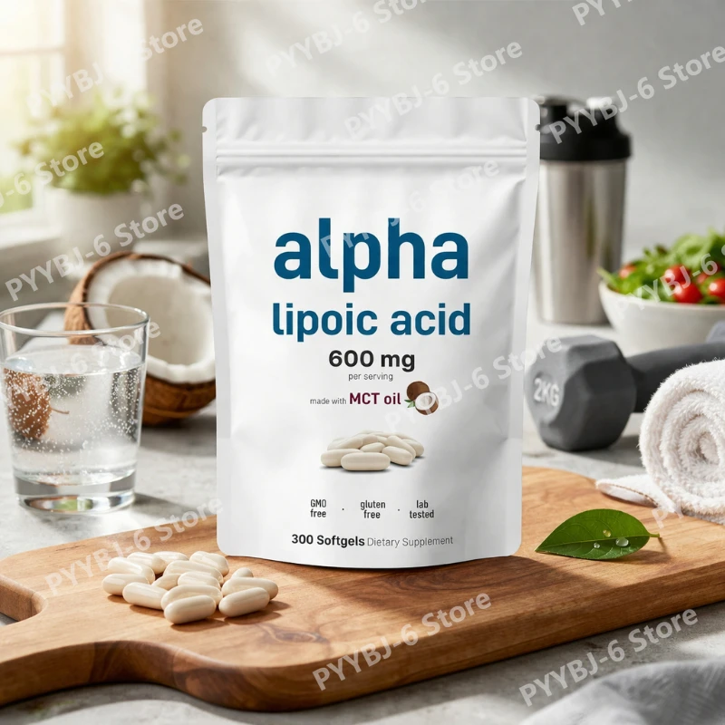 

Alpha Lipoic Acid 600mg Softgels with MCT Oil Antioxidant Dietary Supplement Non GMO Gluten Free Soy Free 300 Softgels for Adult